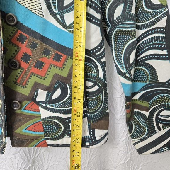 Additions by Chico's Geometric Grovy Canvas Button Up Relaxed Fit Jacket Sz 1 /M - Picture 10 of 13